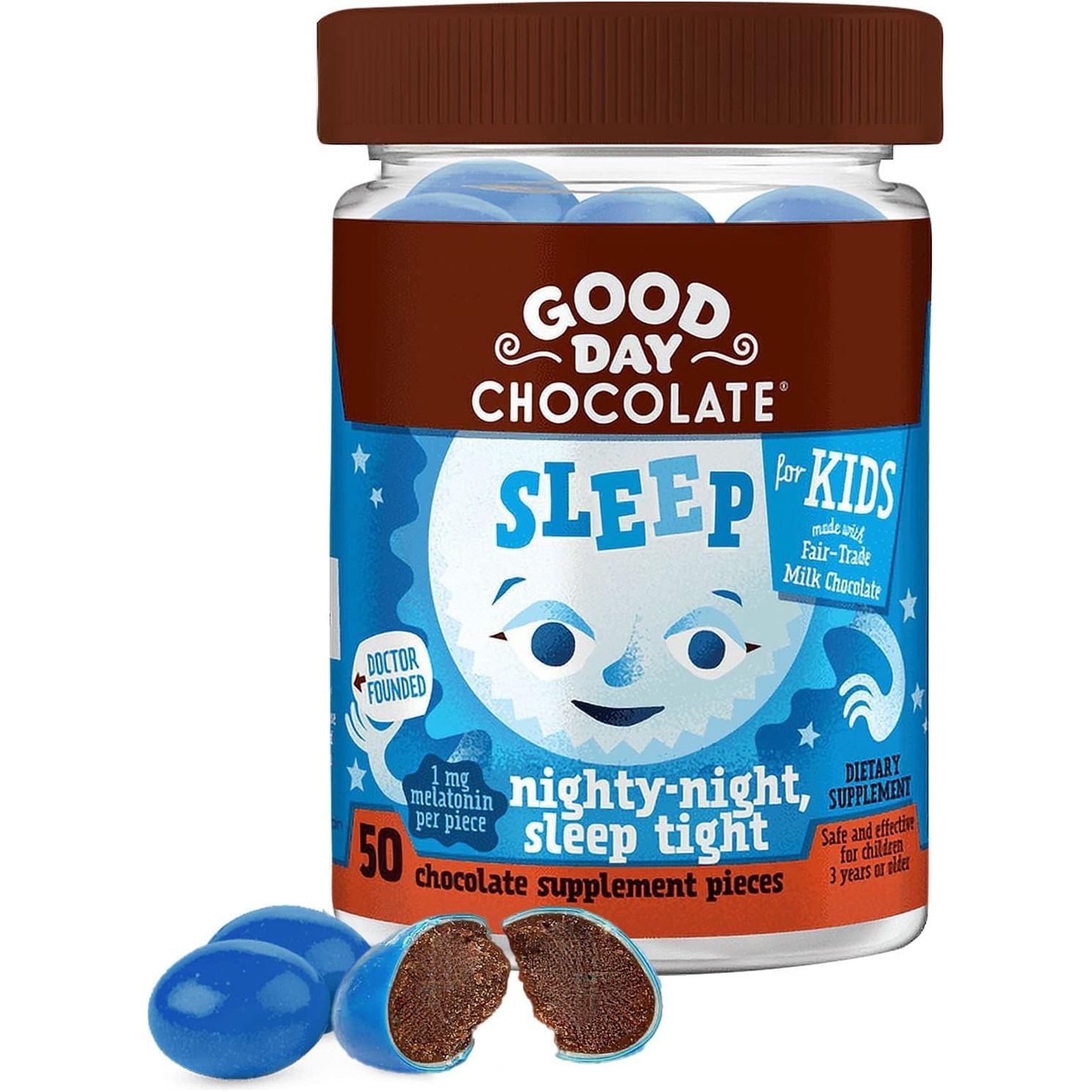 Good Day Chocolate Melatonin for Kids [50 Count]