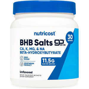 Nutricost Keto BHB Exogenous Ketones 4-In-1 (30 Servings) 12G Beta-Hydroxybutyrate (BHB) per Serving, (Unflavored) - Ketone Salts