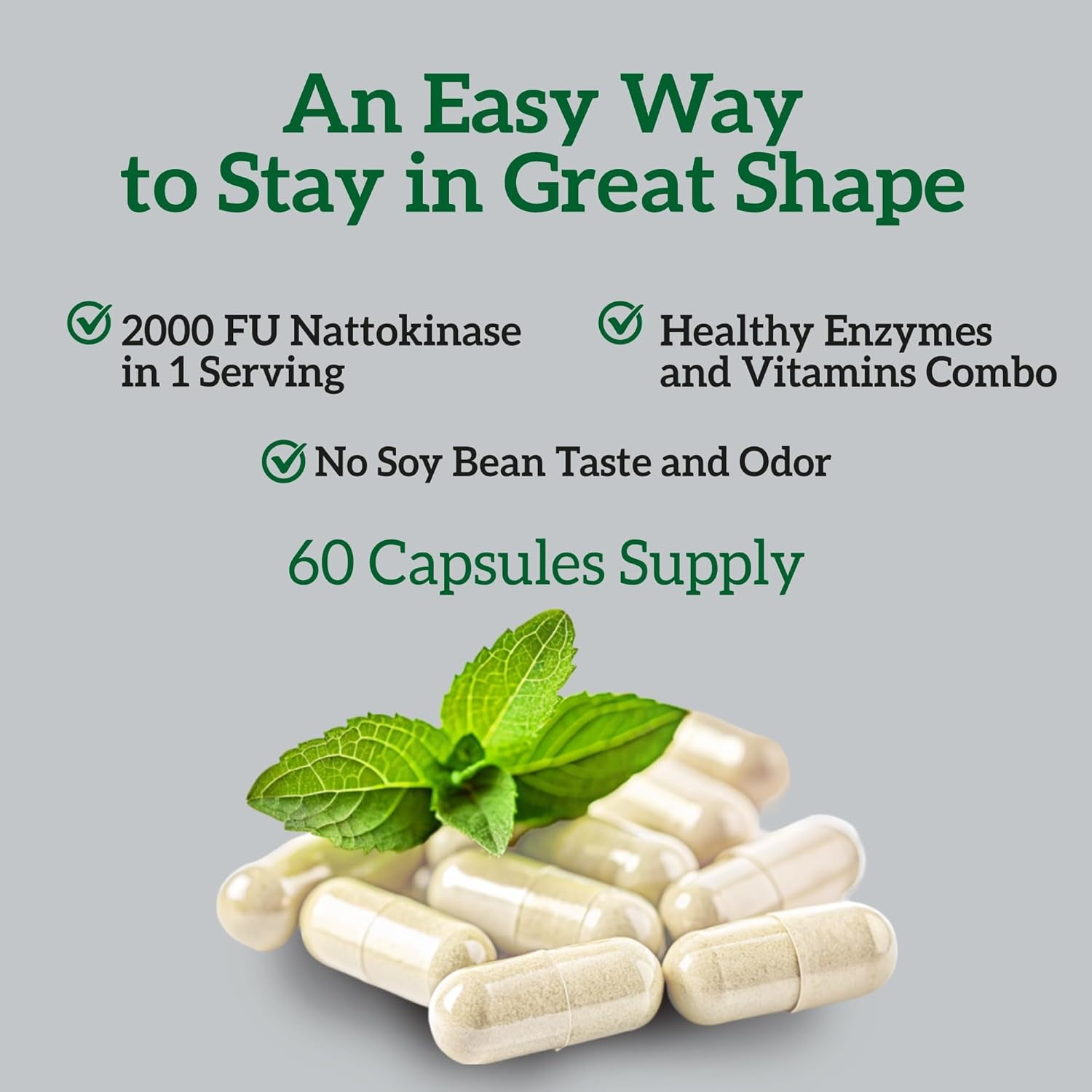 Nattokinase 2000 FU Serrapeptase 240000 SPU Supplement - 400Mg