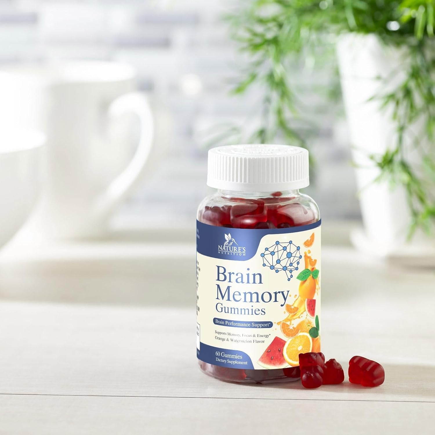 Brain Supplement Gummy for Memory, Focus & Concentration Support Gummies plus Nootropics - 60 Gummies