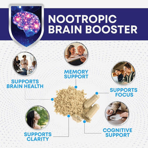 Brain Supplements for Memory and Focus - 40 Nootropics & Vitamins to Support Mental Alertness, Clarity & Concentration 180 Capsules
