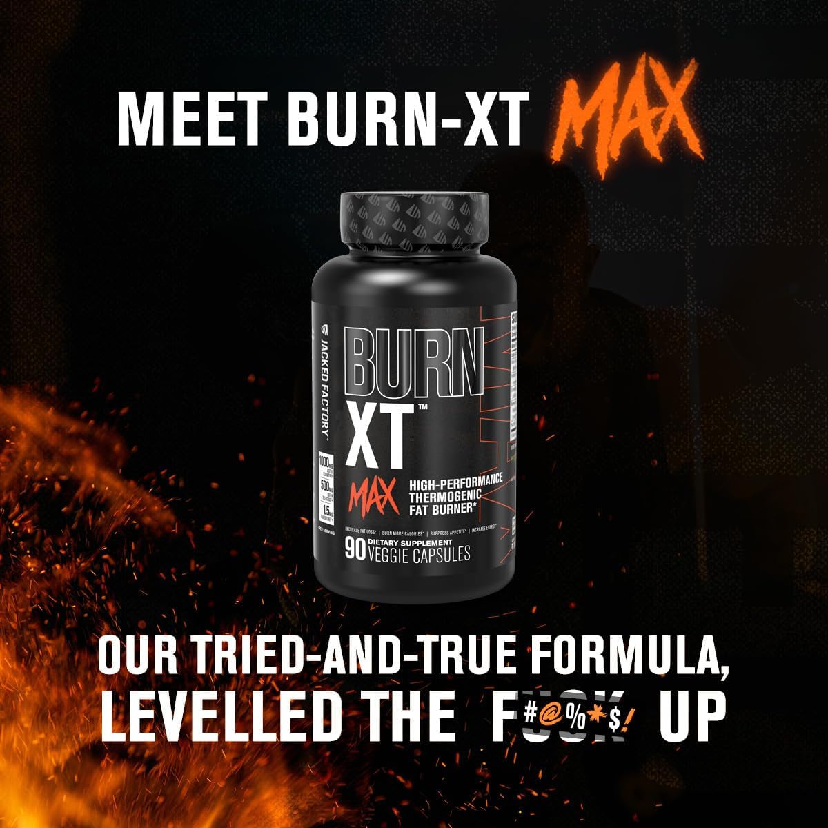 Jacked Factory Burn-Xt Max - High-Performance Thermogenic Fat Burner & Appetite Suppressant 90 Capsules