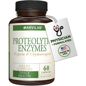 Proteolytic Enzymes - Trypsin & Chymotrypsin - Reduces Edema & Inflammation from Tissue Injury- Recovery Boost -60 Capsules