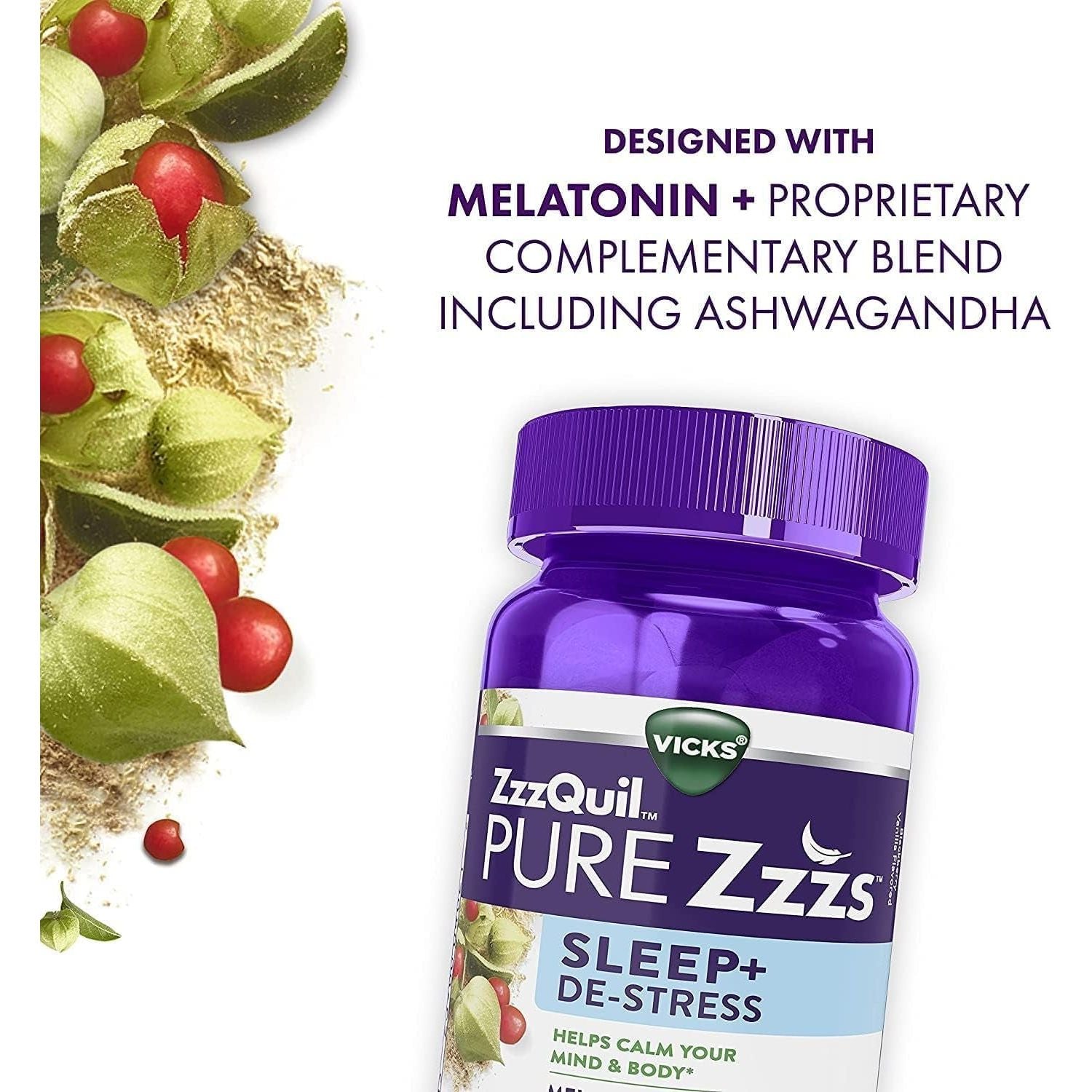 Zzzquil PURE Zzzs De-Stress Melatonin Sleep Aid Gummies 42 Count