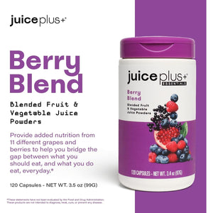 Juice Plus+ Fruit, Vegetable & Berry Blend for Immune Support, Cognitive Health & Radiant Skin - (120 Capsules)
