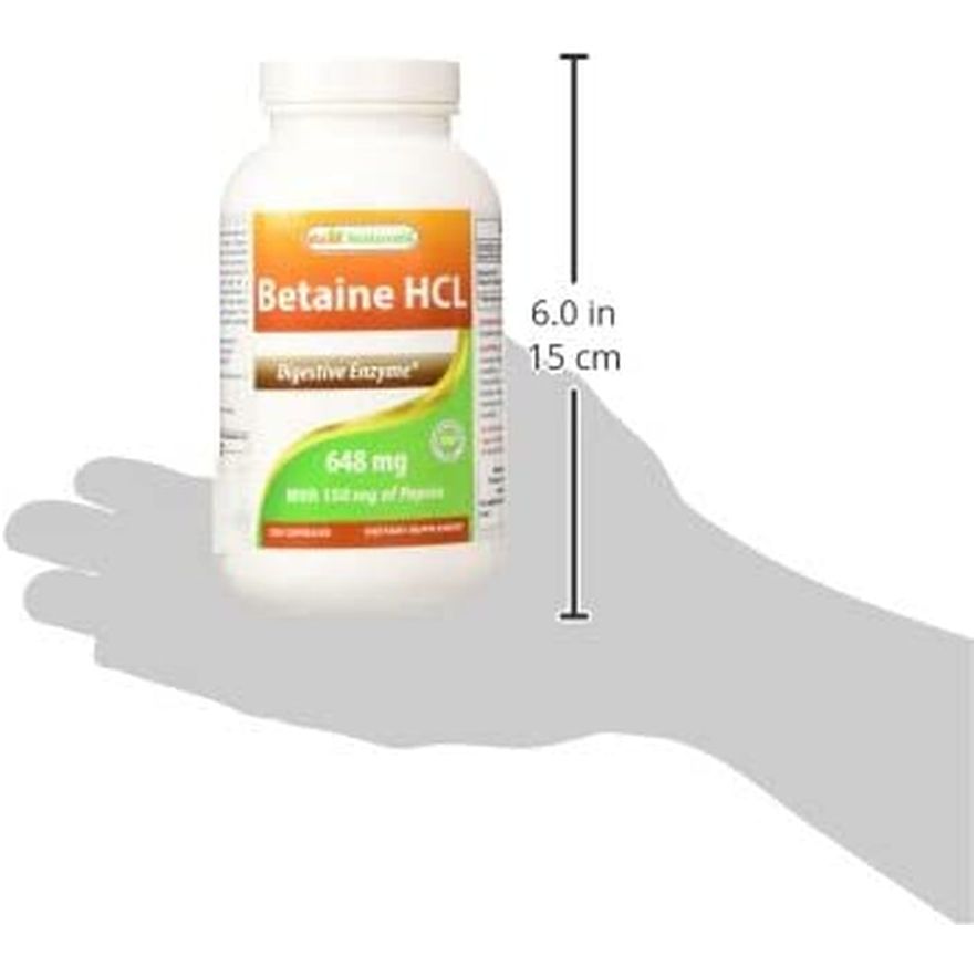 Best Naturals Betaine HCL 648 Mg 250 Capsules