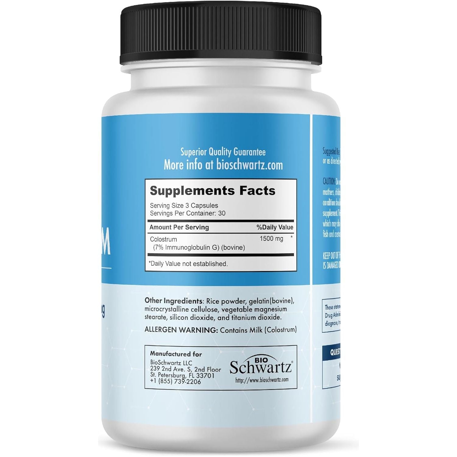 Colostrum Supplement Extra Strength 1500Mg from Bovine First Milking, Supports Gut Health and Immunity 90 Count