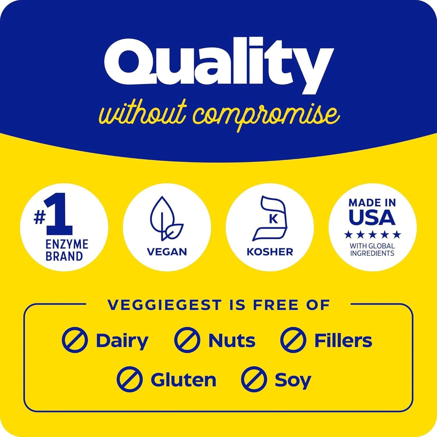 Enzymedica Veggiegest, Digestive Enzymes for Vegetarian and Raw Diets, Prevents Gas and Bloating, 90 Count
