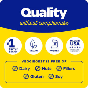 Enzymedica Veggiegest, Digestive Enzymes for Vegetarian and Raw Diets, Prevents Gas and Bloating, 90 Count