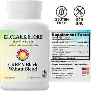 Dr Clark Green Black Walnut Blend - Supports Healthy Intestinal Environment, 360Mg, 50 Gelatin Capsules