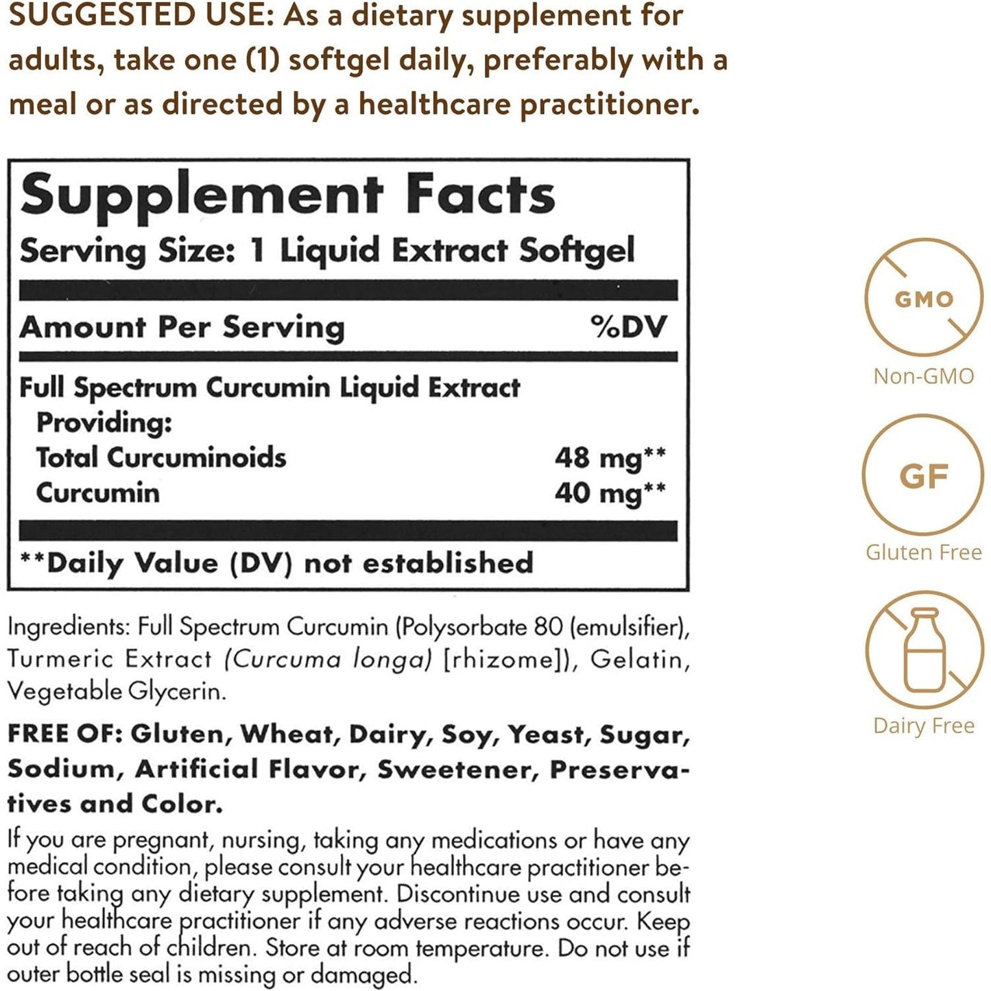 Solgar Full Spectrum Curcumin - Brain, Joint & Immune Health - 105 Servings