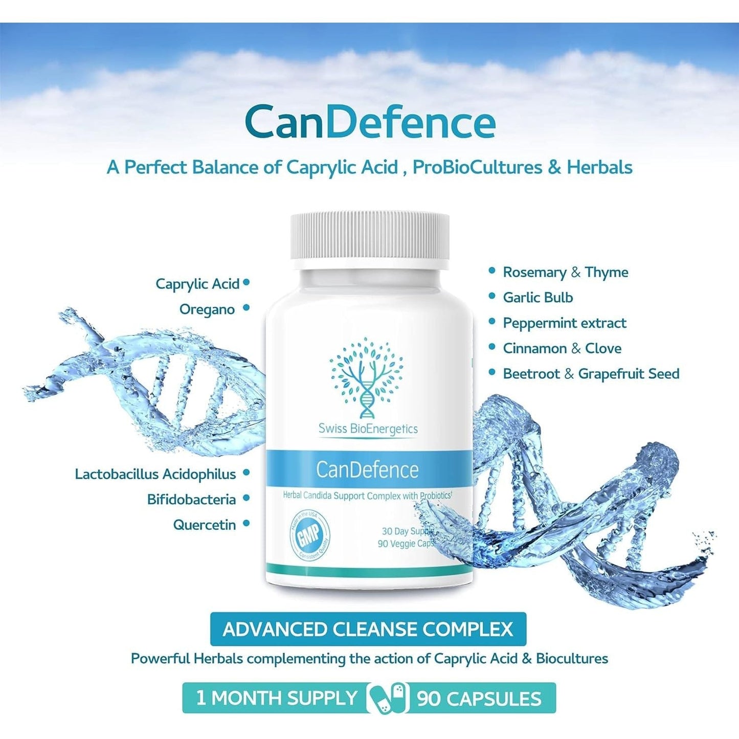 Candefence - Candida Cleanse Ultimate Extra Strength All-In-One Formulation - 90 Capsules