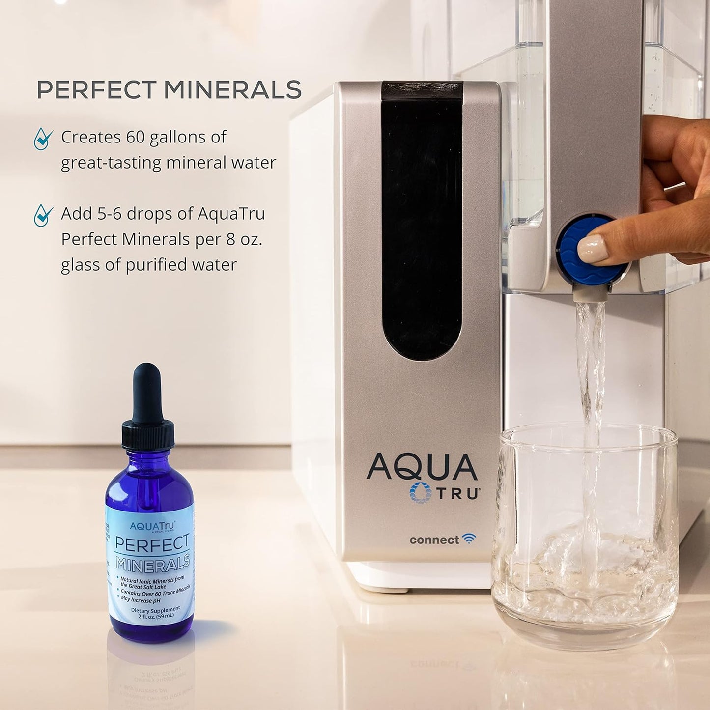 Aquatru Perfect Minerals - Create Mineral Water with Aquatru Countertop Reverse Osmosis Water Filter Purification System