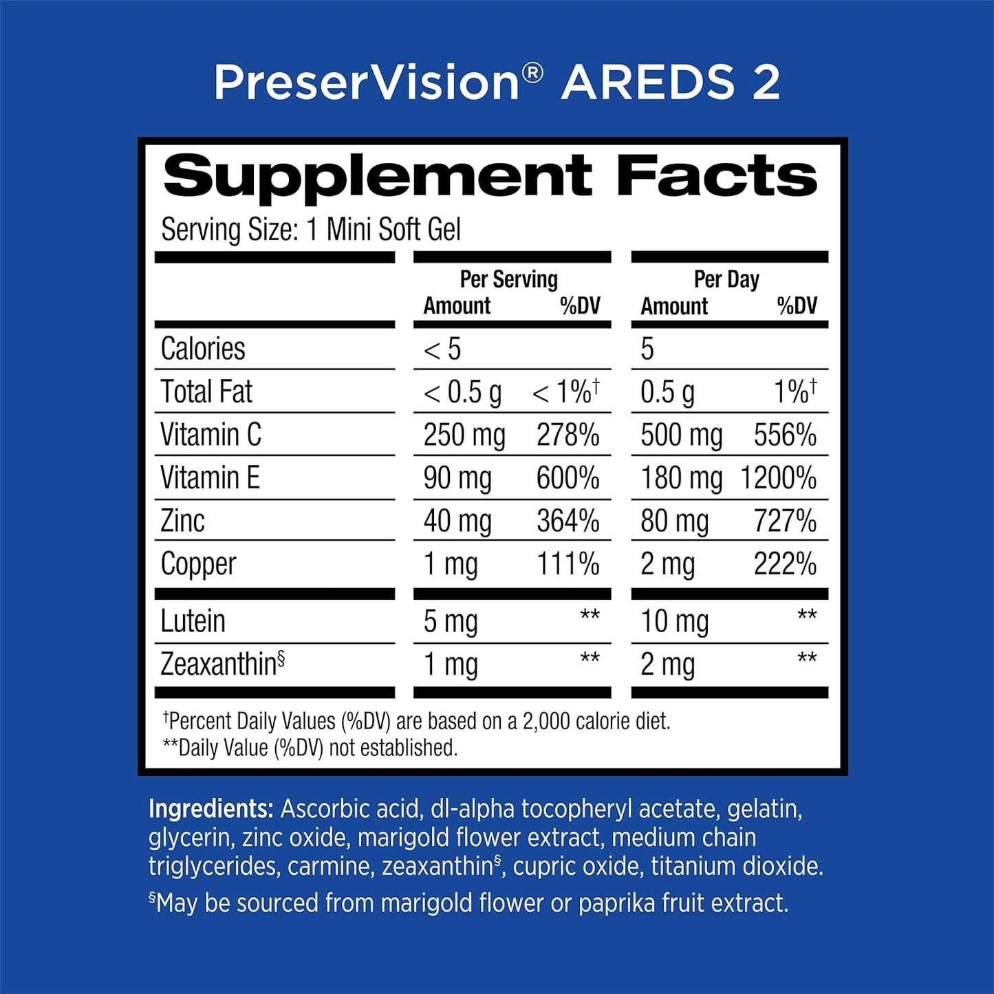 Preservision AREDS Eye Vitamin & Mineral Supplement, by Bausch + Lomb, 120 Count Bottle (Soft Gels)