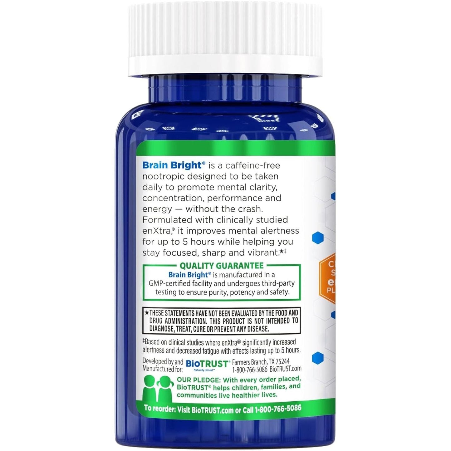 Biotrust Brain Bright – Daily Nootropic Boost for Focus, Concentration, Mental Clarity 30 Servings