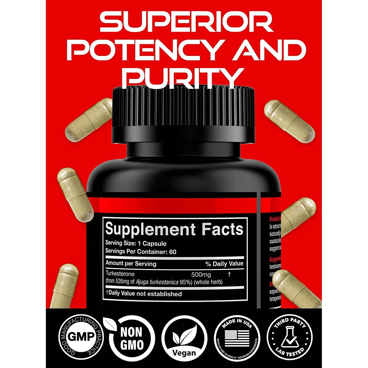 Black Forest Turkesterone Supplement 500Mg Capsule for Strength & Muscle Growth 2 Months Supply