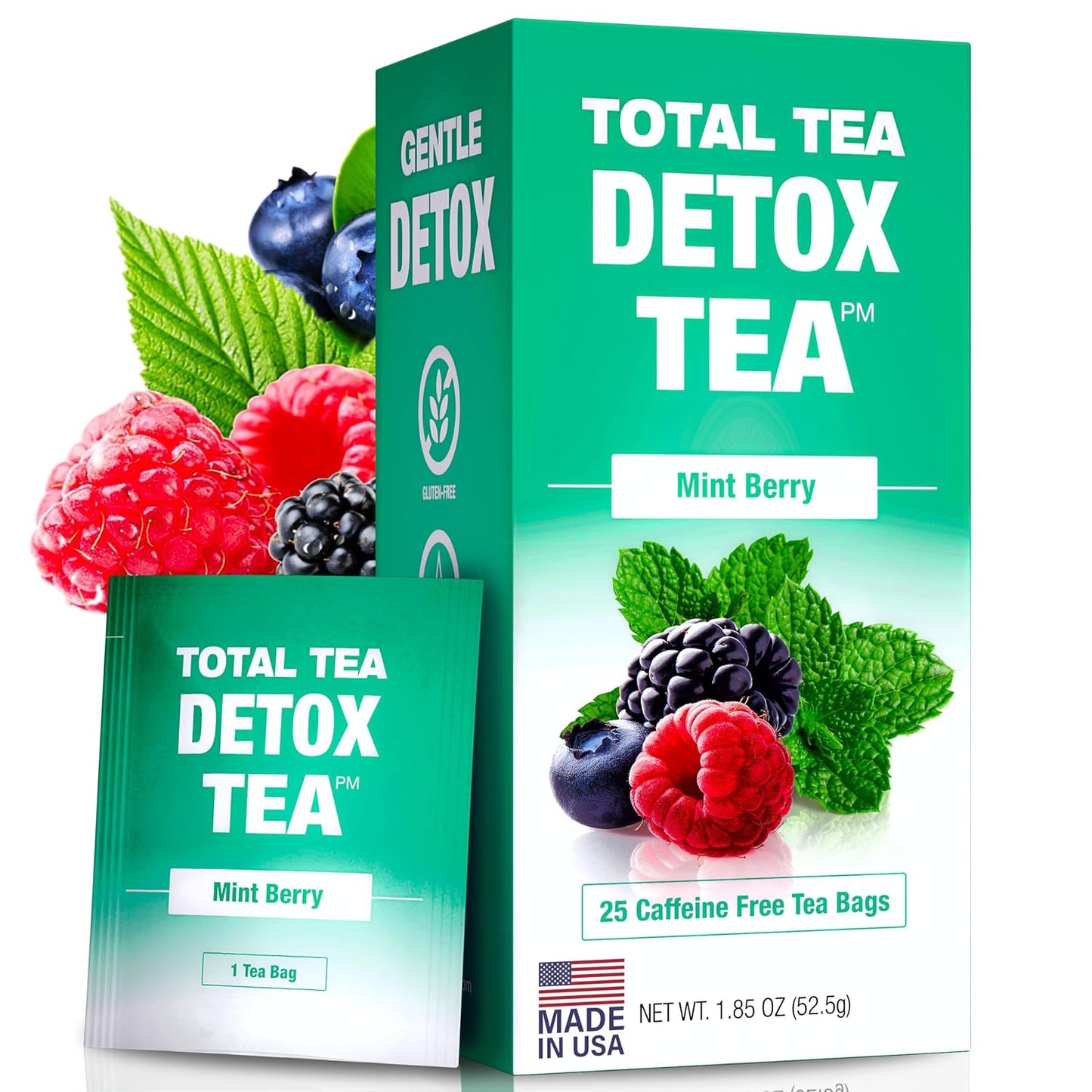 Total Tea Slimming Detox Tea for a Healthy Weight Support - Caffeine Free (25-Pack Mint)