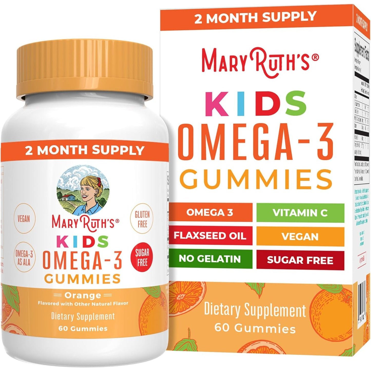 Maryruth Organics Vegan Omega 3 Gummies for Kids 2+, 2 Month Supply