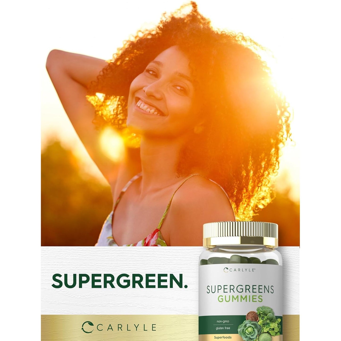 Carlyle Supergreens Gummies | 50 Count | Apple Flavor | Vegan, Non-Gmo and Gluten Free Supplement