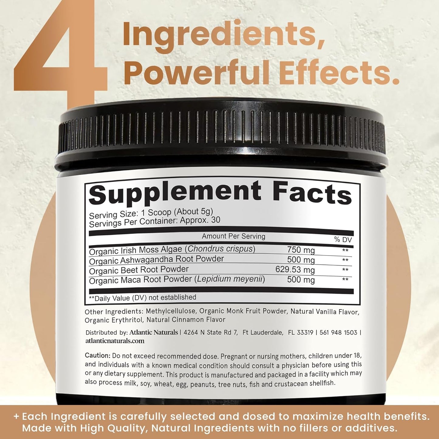 Atlantic Naturals Sea Moss Superfood Powder - Supports Healthy Skin, Athletic Performance, and Positive Mood - Vanilla Flavor (150G)