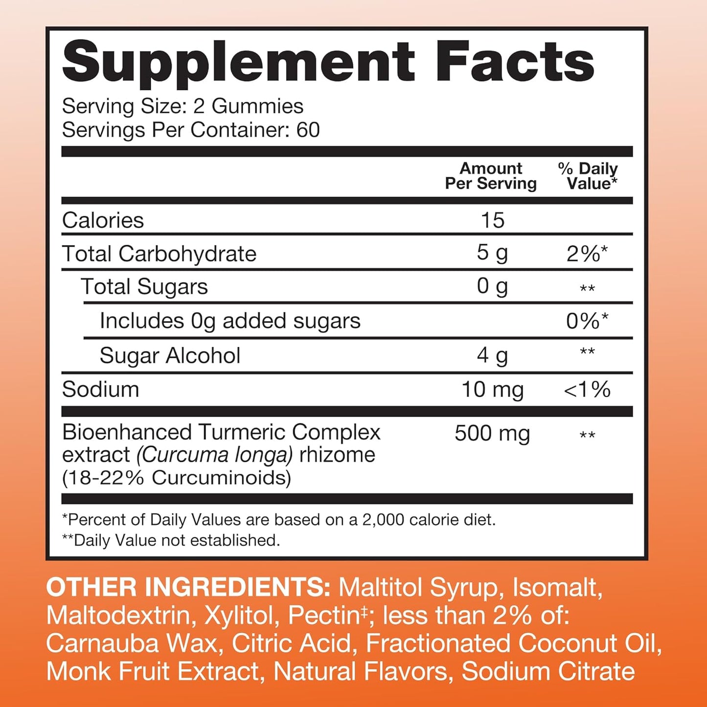 Qunol Zero Sugar Turmeric Gummies 500Mg Joint Support Supplement, 90 Count