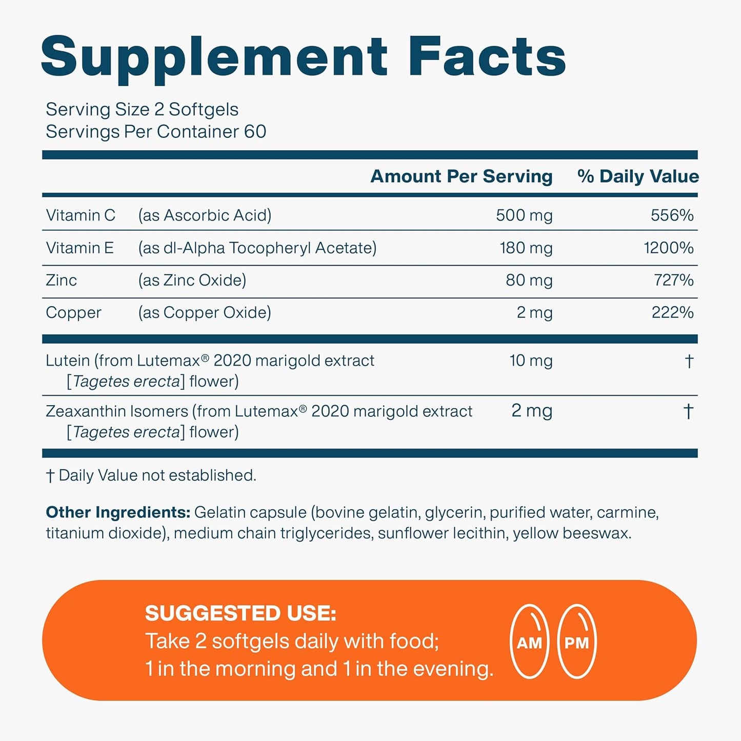 Areds 2 Eye Vitamins  - Supports Eye Strain, Dry Eyes, and Vision Health - Carotenoid Blend