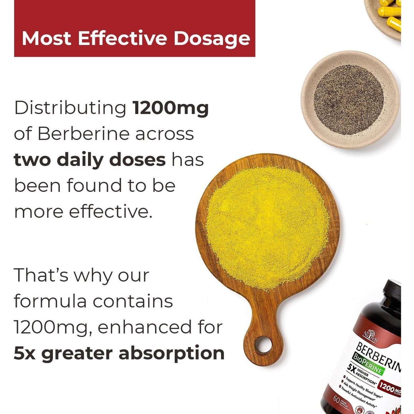 Berberine Supplement 1200Mg - Healthy Weight Management, Immune Support - 60 Vegan Capsules