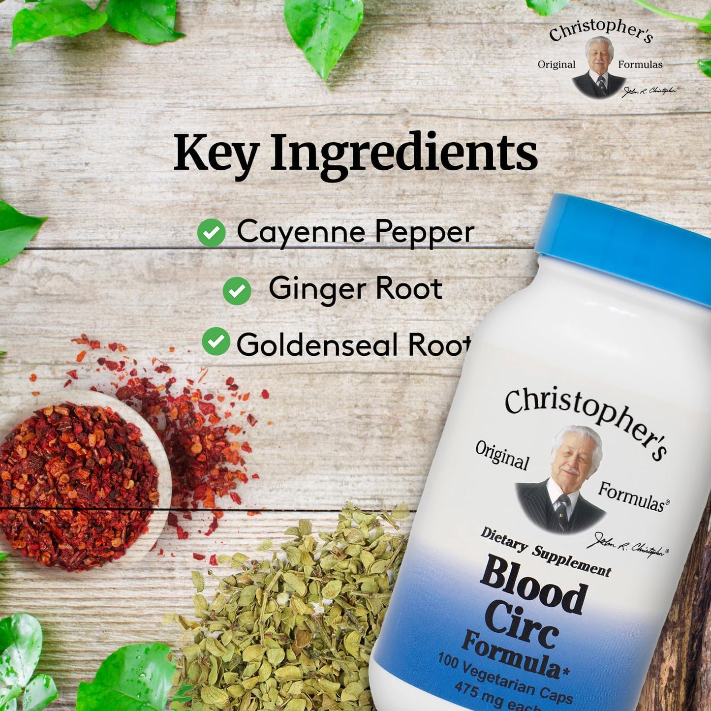 Christopher'S Original Formulas Blood Circ Formula Capsules for Cardiovascular & Circulatory Wellness, 100 Capsules
