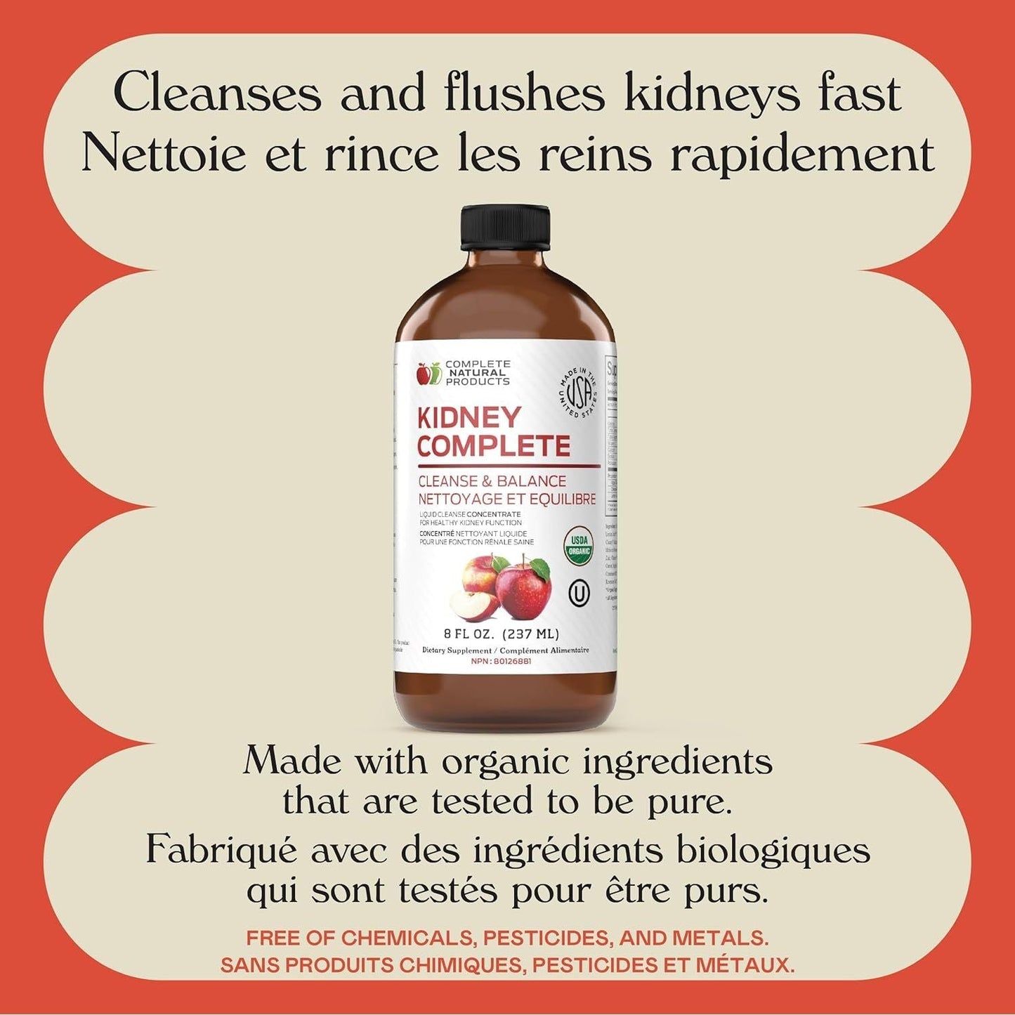 Complete Natural Products Kidney Complete - Organic Liquid for Kidney Support, Cleanse, and Detox (8Oz)