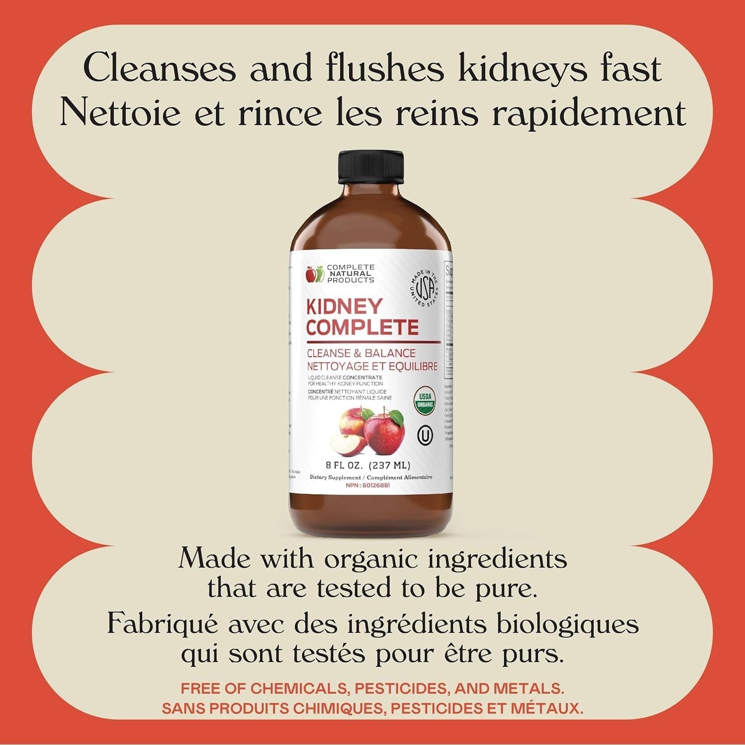 Complete Natural Products Kidney Complete - Organic Liquid for Kidney Support, Cleanse, and Detox (8Oz)