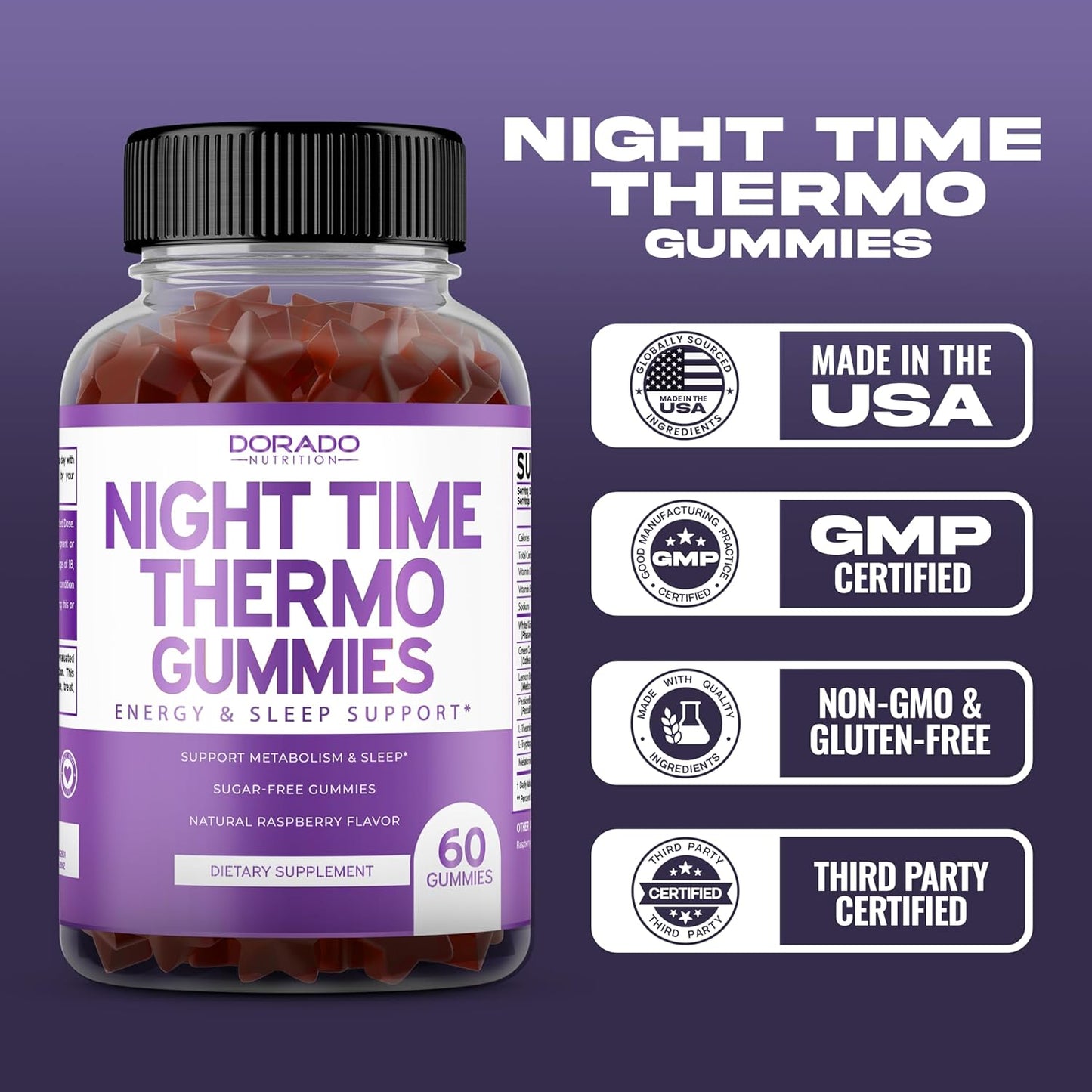 Night Time Fat Burner Gummies (60 Count) Weight Loss & Metabolism