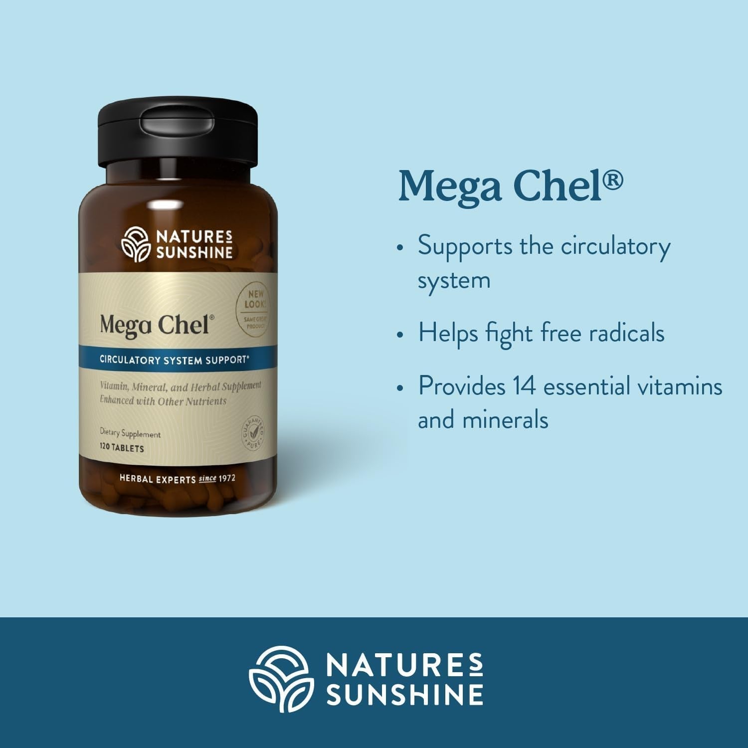 Nature'S Sunshine Mega-Chel, Complete Vitamin with Powerful Antioxidants, Herbs, Vitamins, Minerals, and Amino Acids 120 Tablets