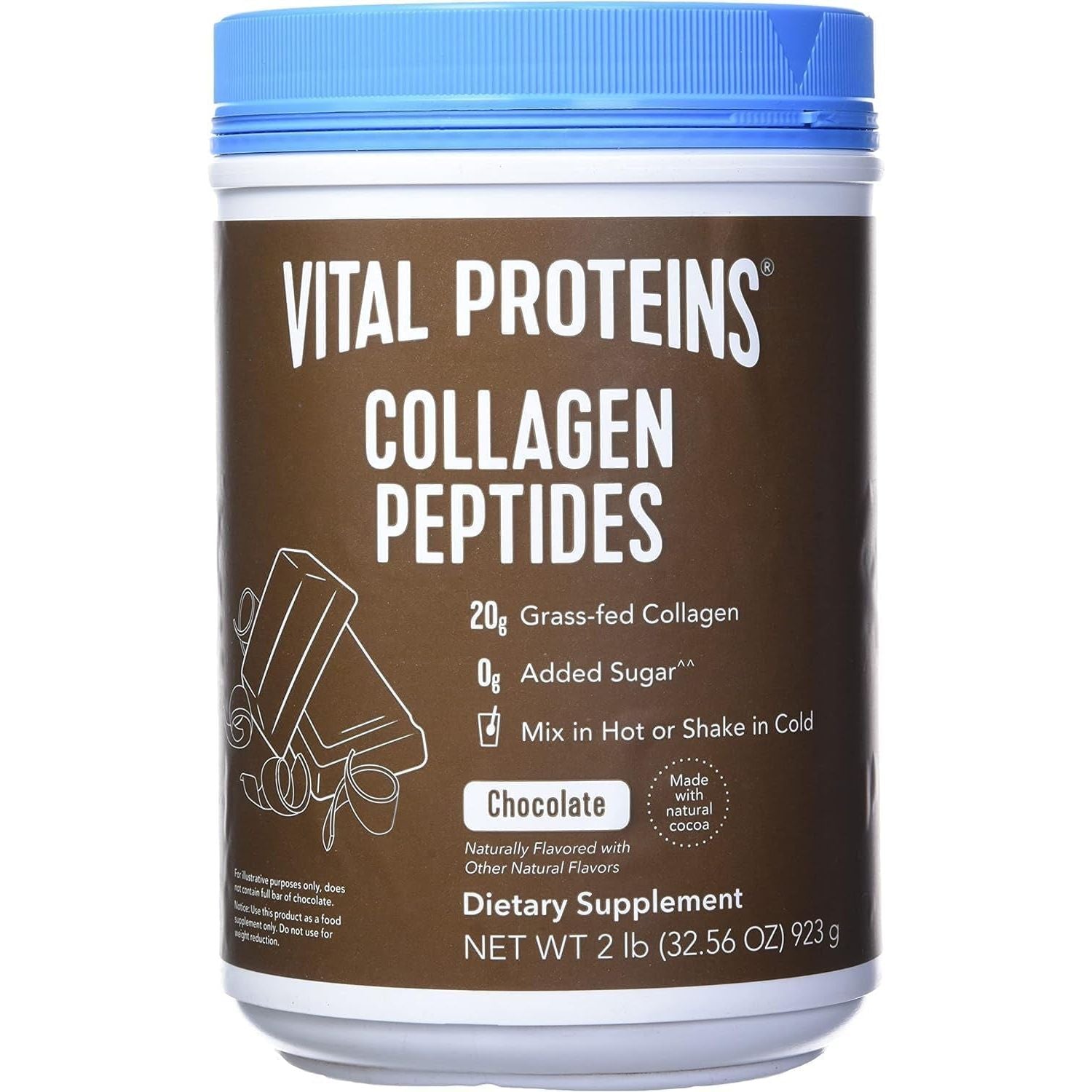 Vital Chocolate Proteins Collagen Peptides, Pasture Raised, Grass Fed, Paleo Friendly, 32.56 Oz