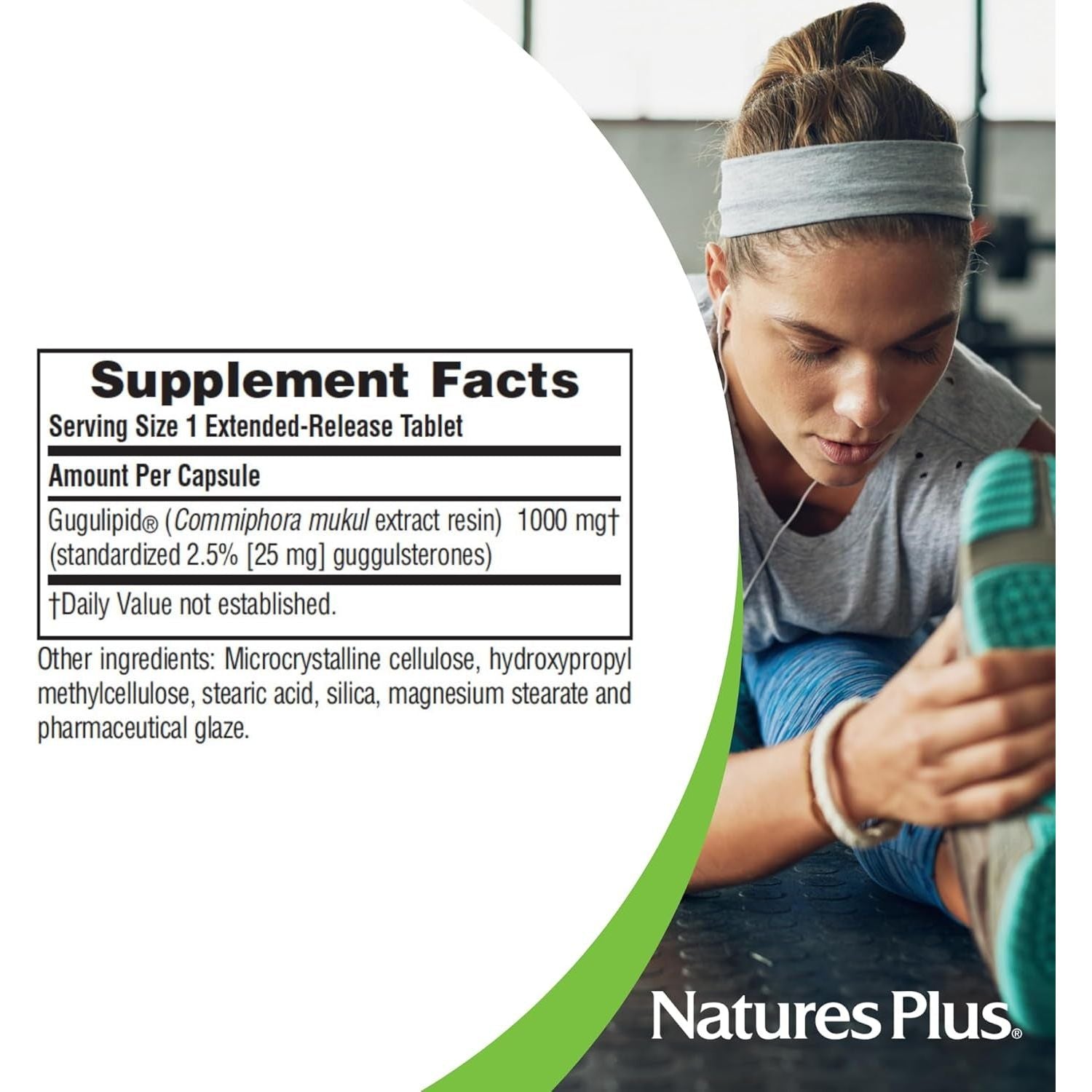 Natures plus Herbal Actives Gugulipid, Extended Release- 1000 Mg, 2.5% Guggulsterones - 30 Servings
