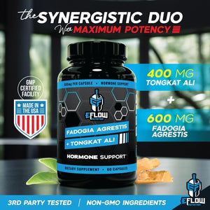 Eflow Nutrition Fadogia Agrestis + Tongkat Ali - Natural Performance Supplement for Health and Wellness (60 Capsules)