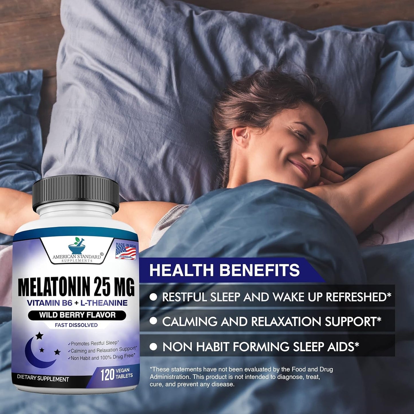 Melatonin 25Mg per One Tablet 120 Chewable Tablet with L-Theanine & Vitamin B-6