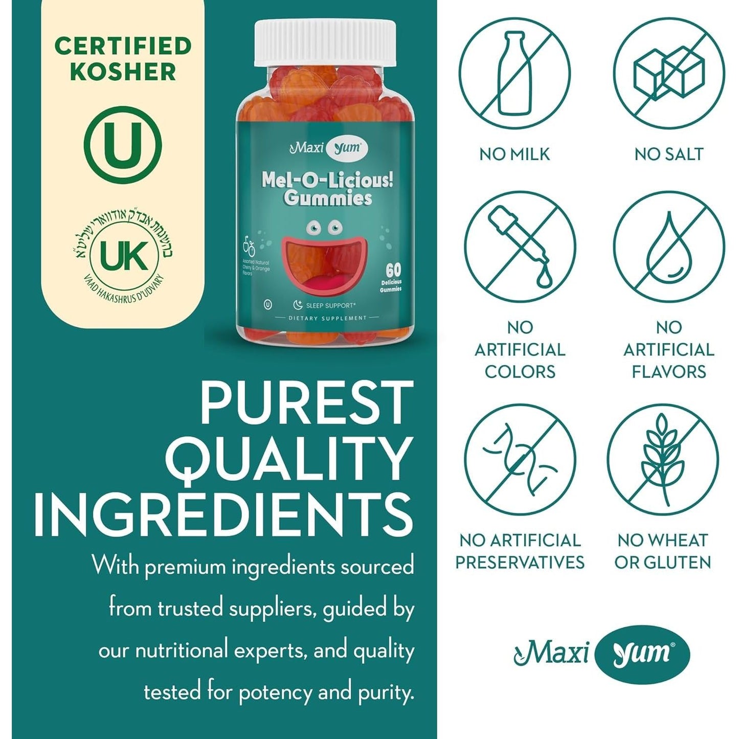 Melatonin Gummies for Kids - Restful Nighttime Support Supplement 60 Count