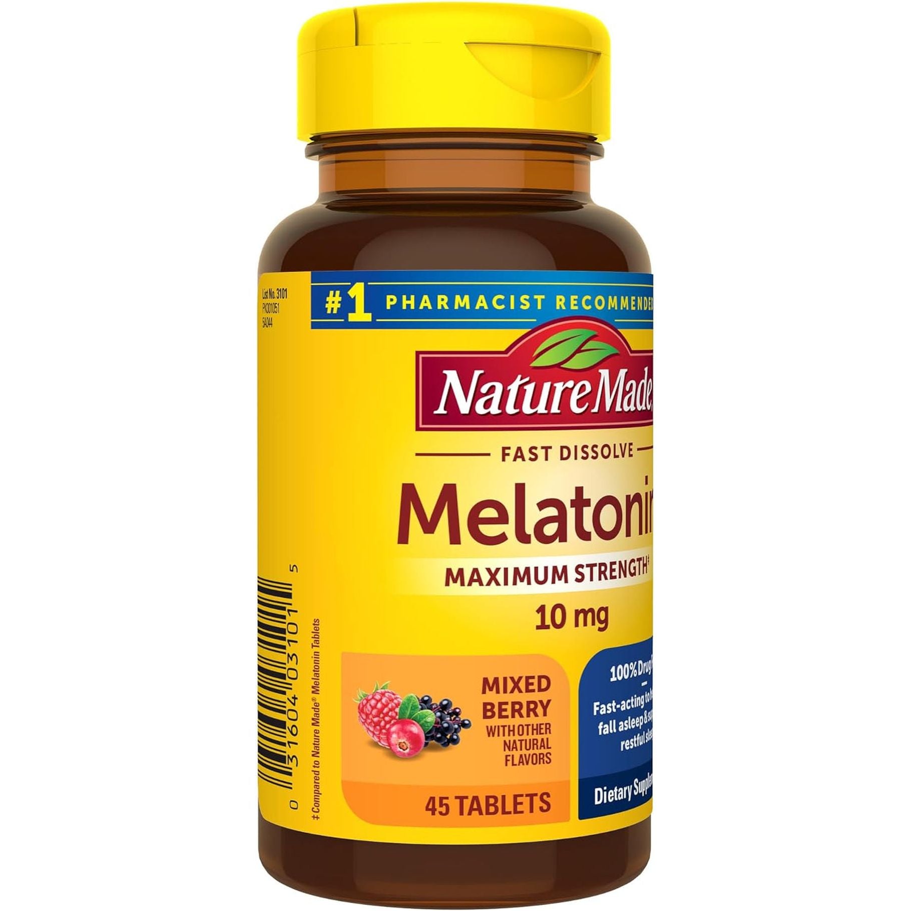 Nature Made Fast Dissolve Melatonin 10Mg 45 Tablets 45 Day Supply