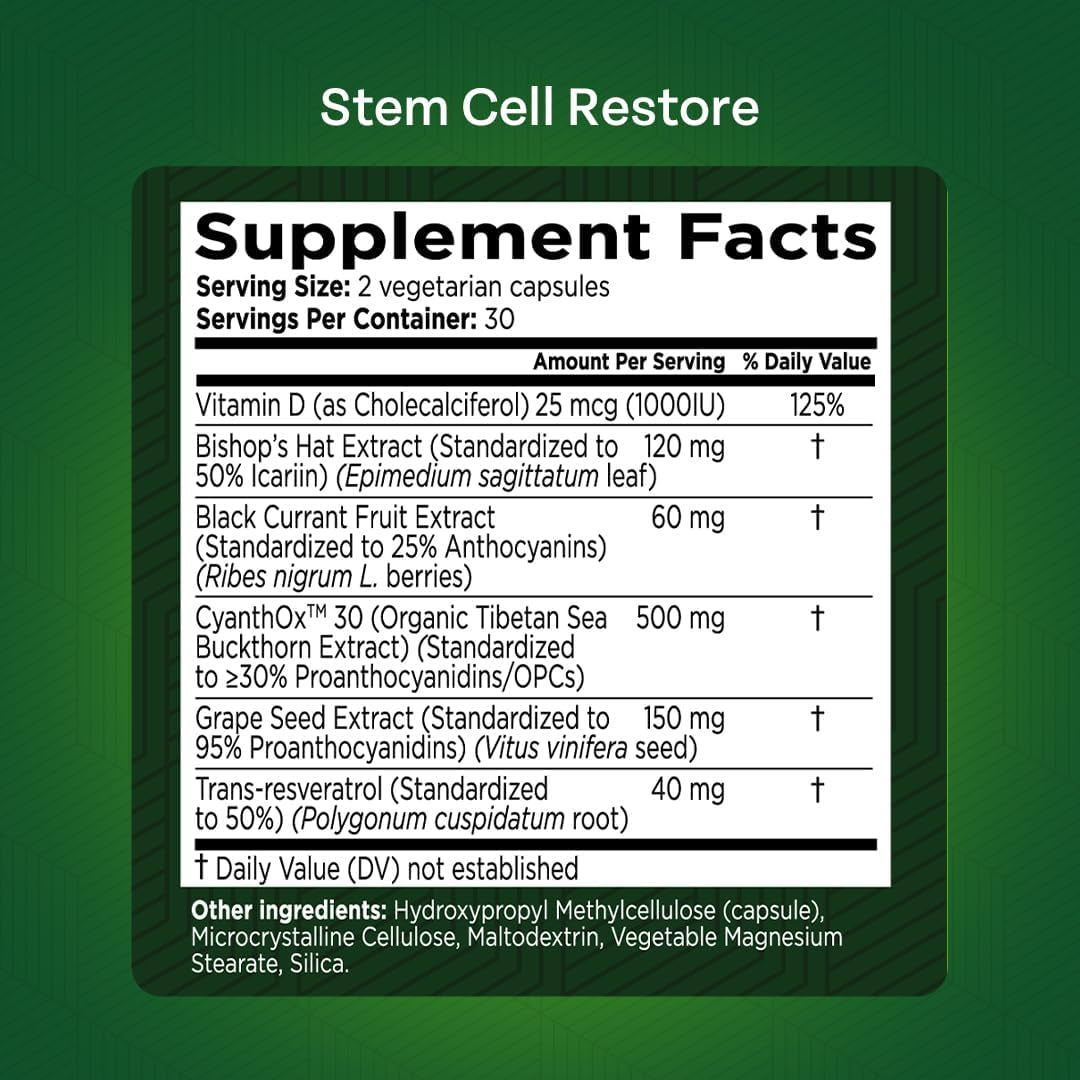 Stem Cell Restore - Supports Healthy Aging - Brain and Cognitive Support (60 Count)