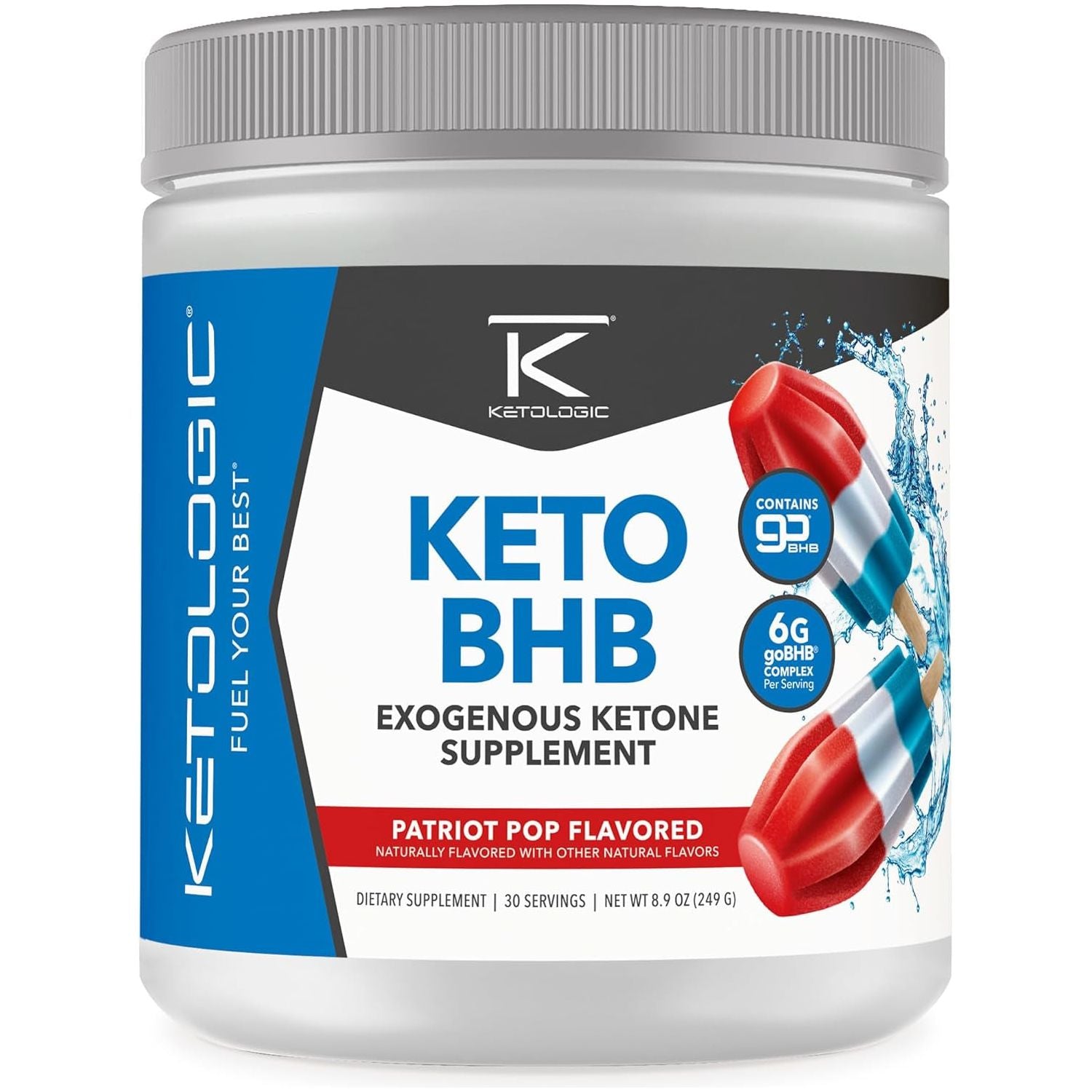 Ketologic Keto BHB (Patriot Pop Flavor) - Exogenous Ketone Supplement (30 Servings)