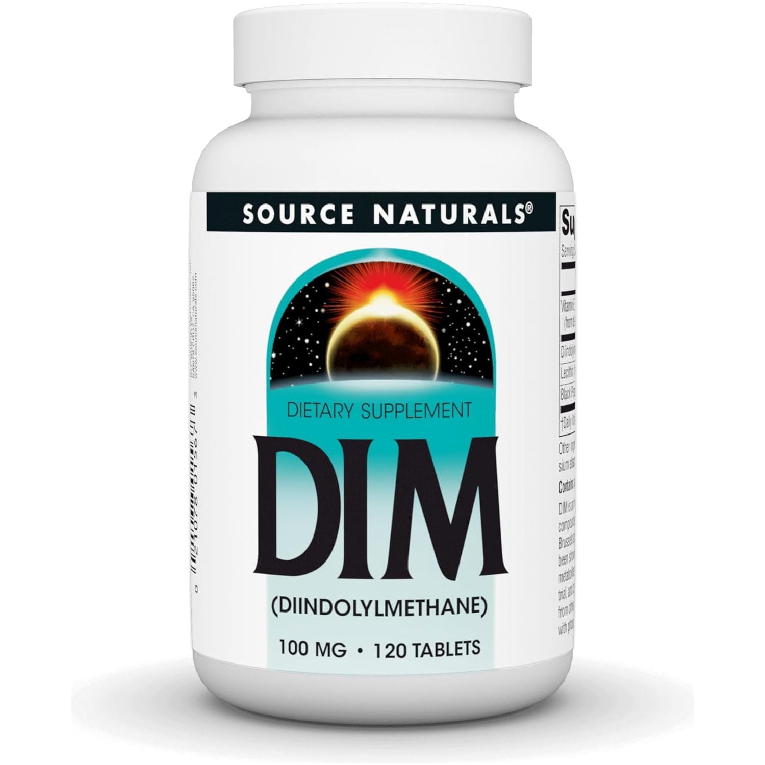 Source Naturals DIM, Diindolylmethane 100Mg with Bioperine, Vitamin E & More - 120 Tablets