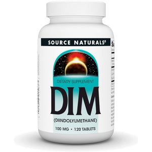Source Naturals DIM, Diindolylmethane 100Mg with Bioperine, Vitamin E & More - 120 Tablets