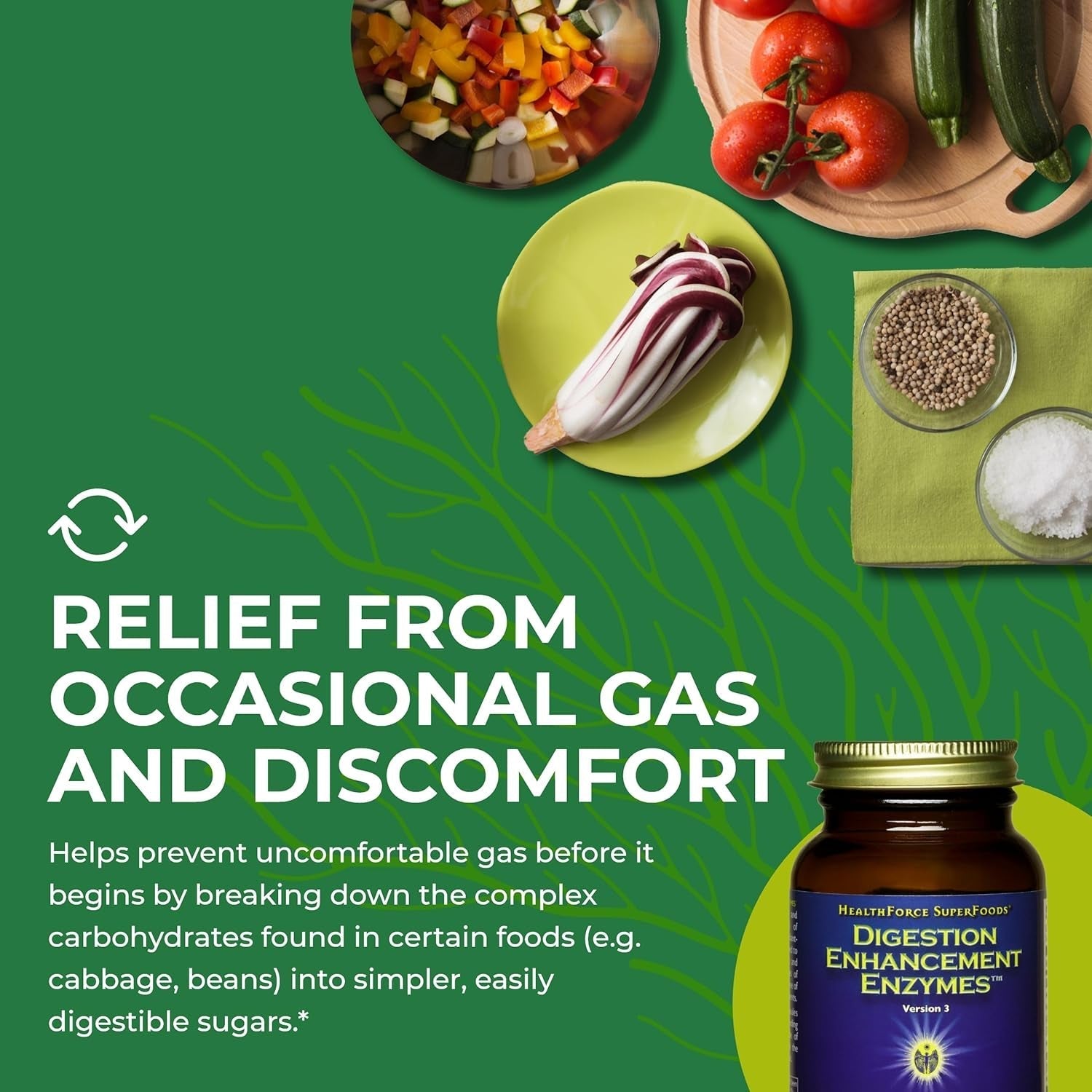 Healthforce Superfoods Digestion Enhancement Enzymes - 120 Vegan Capsules