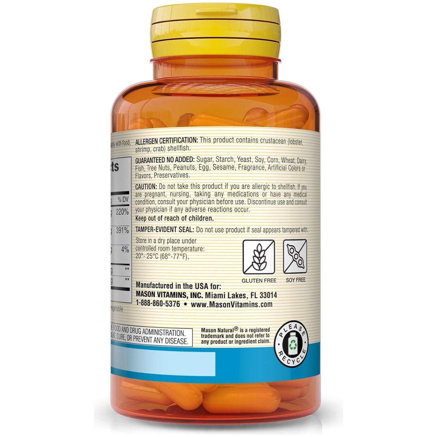 Mason Natural Glucosamine Chondroitin 1500/1200 with Vitamin C - Supports Joint Health, Improved Flexibility and Mobility, 60 Servings
