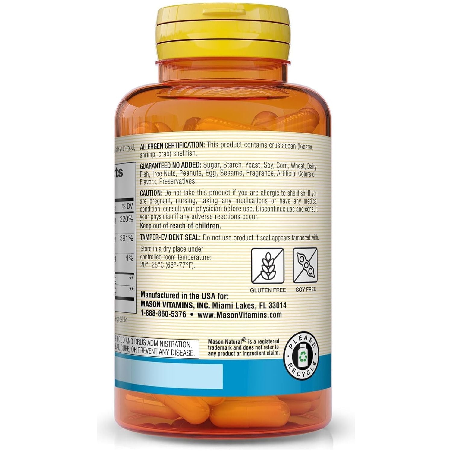 Mason Natural Glucosamine Chondroitin 1500/1200 with Vitamin C - Supports Joint Health, Improved Flexibility and Mobility, 60 Servings