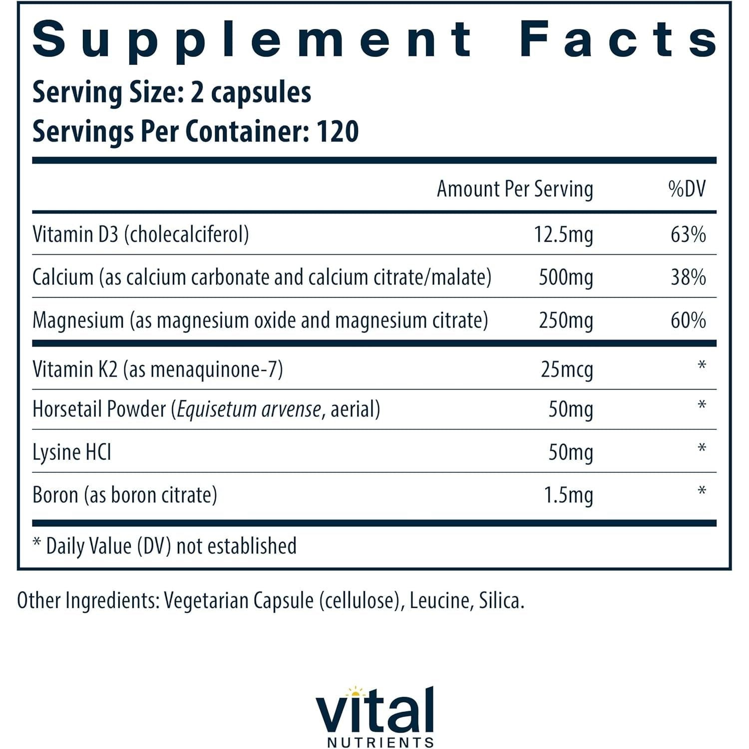 Vital Nutrients Osteo-Nutrients II for Bone Strength, Healthy Heart 240 Capsules