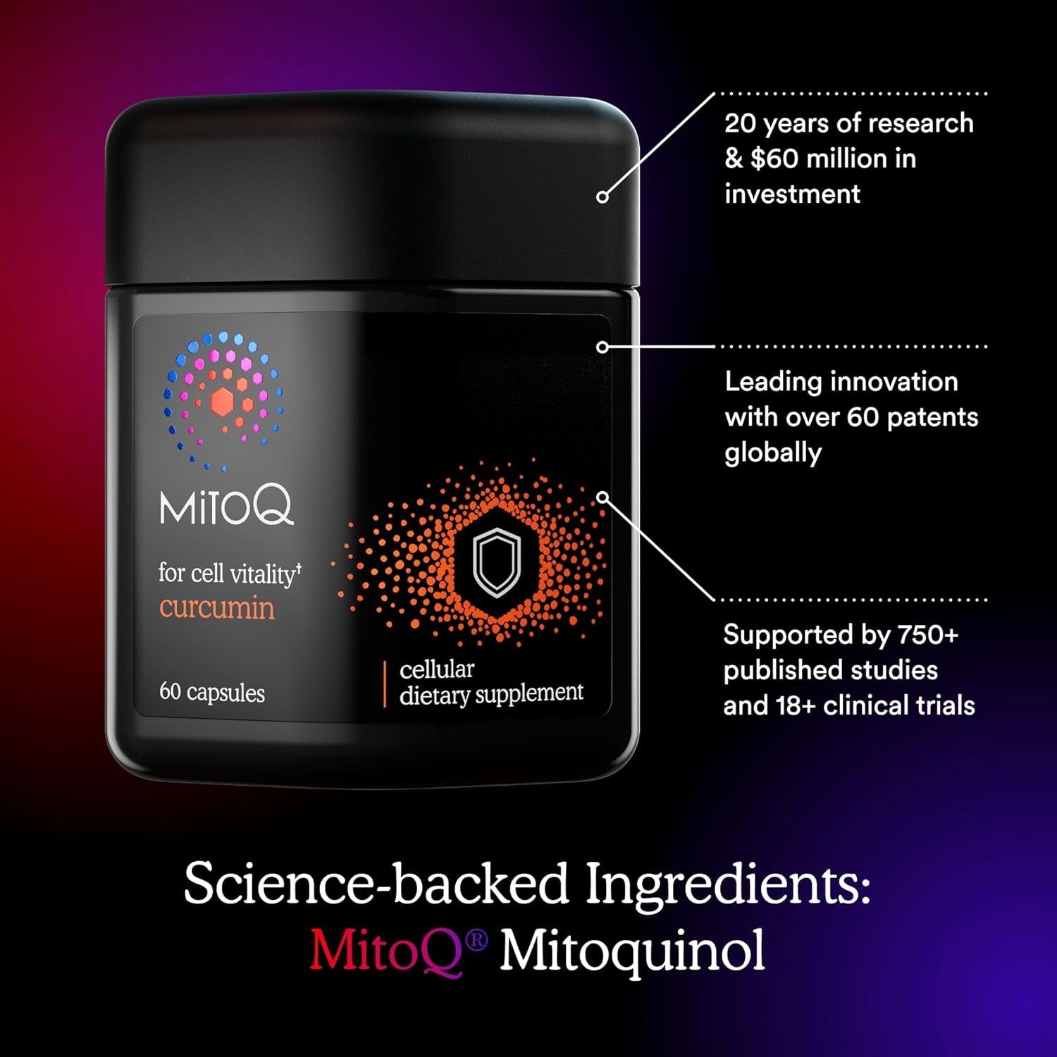 Mitoq Curcumin Advanced Coq10 Antioxidant - Supports Immunity, Digestive Health, & Cell Vitality (60 Capsules)