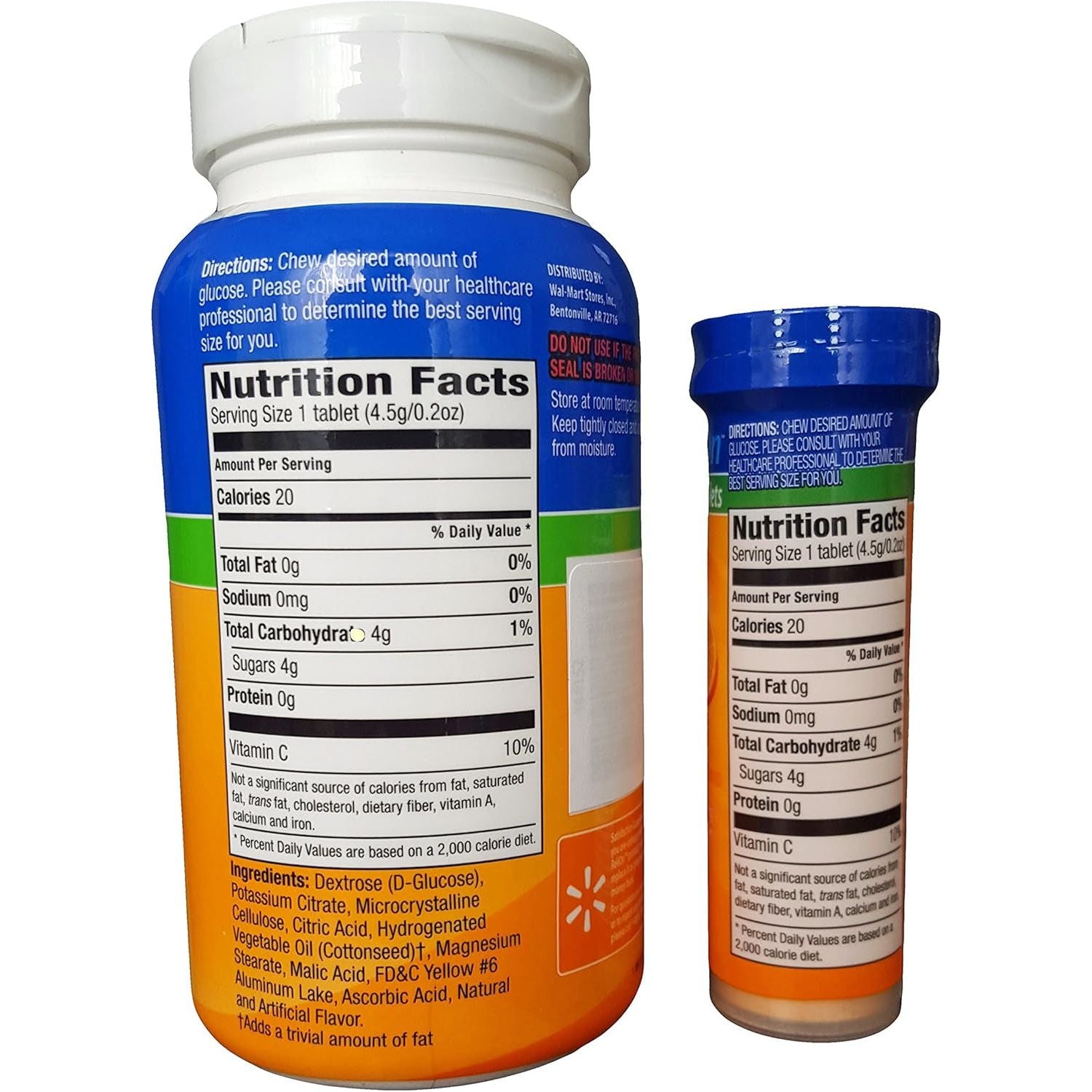 Relion Glucose, 50 Tablets with On-The-Go Tube, 10 Tablets. (Orange) by Reli On