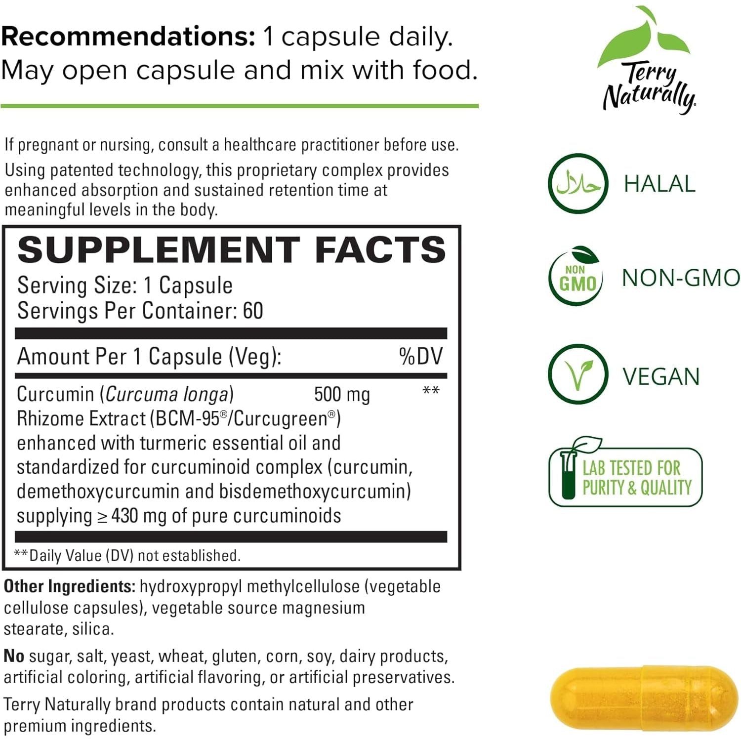 Terry Naturally Curamed 500Mg - Antioxidant Supplement for Brain & Immune Health Support - 60 Softgels