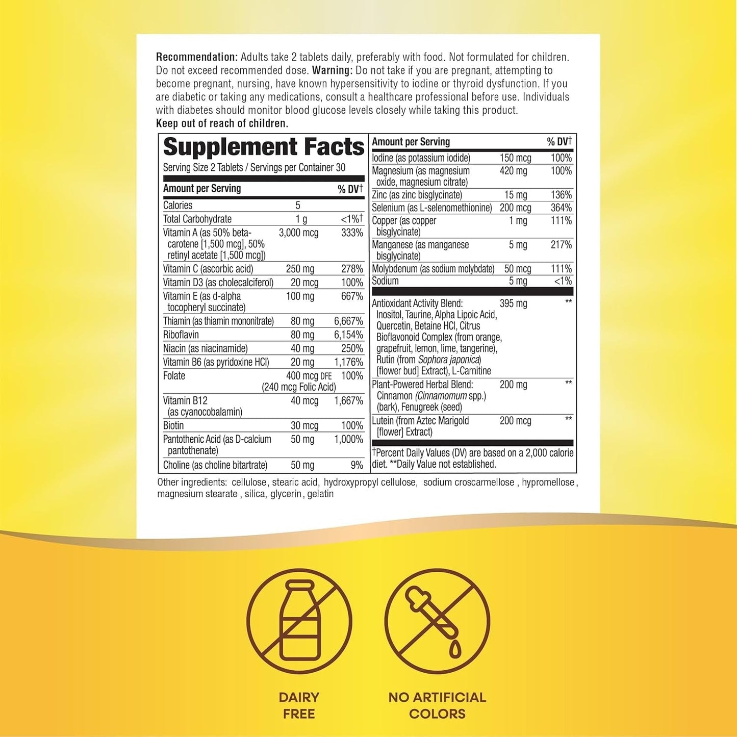 Nature'S Way Completia Diabetic Multivitamin, Provides Essential Nutrients, 60 Tablets